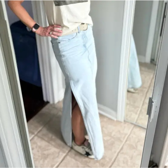 Agolde Denim Maxi Skirt SIZE 27 Jean Western Rigid Country Festival $258 FLAW - Picture 5 of 12